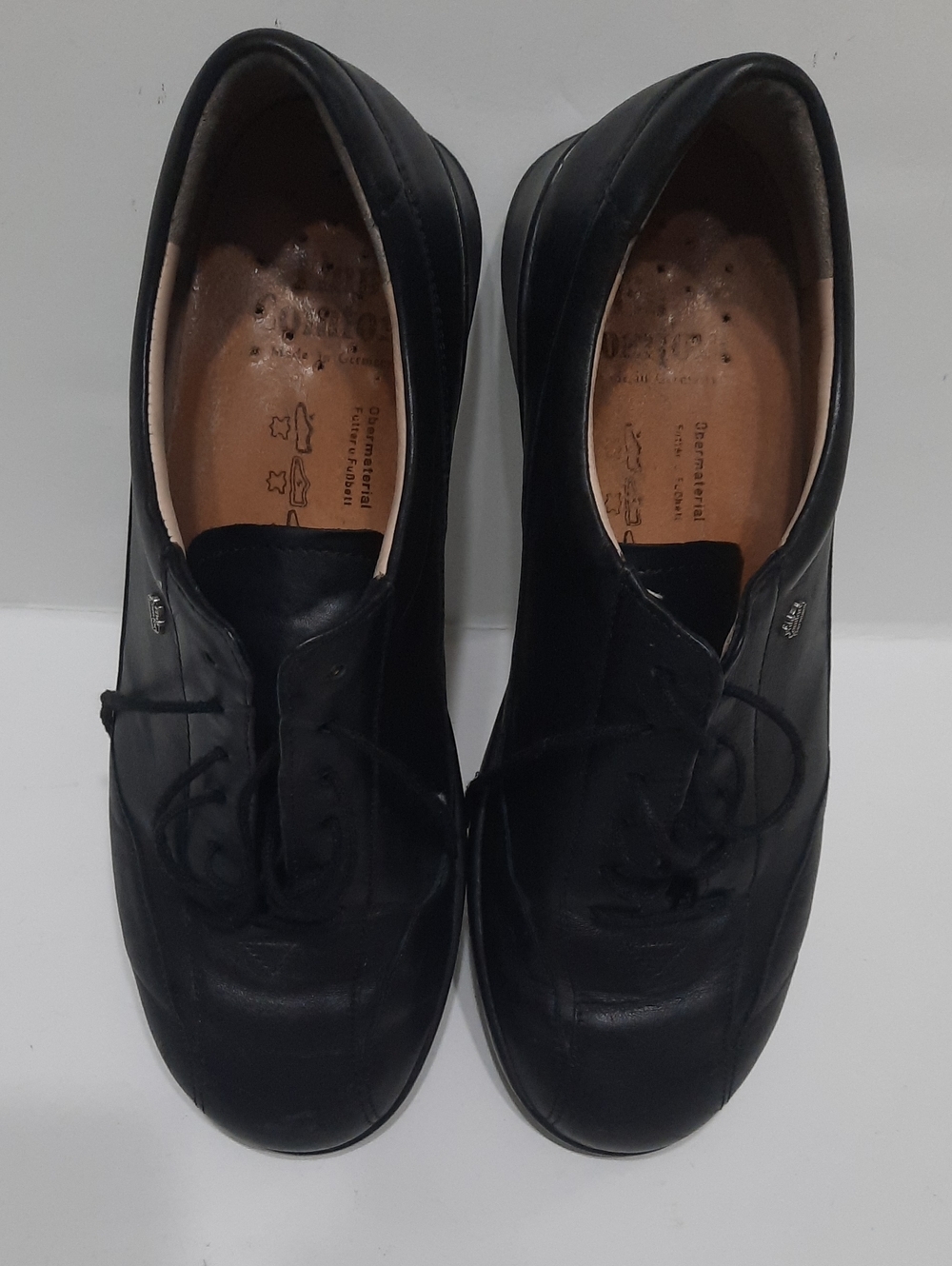 Finn Comfort Black Leather Lace-Up Women's Shoes